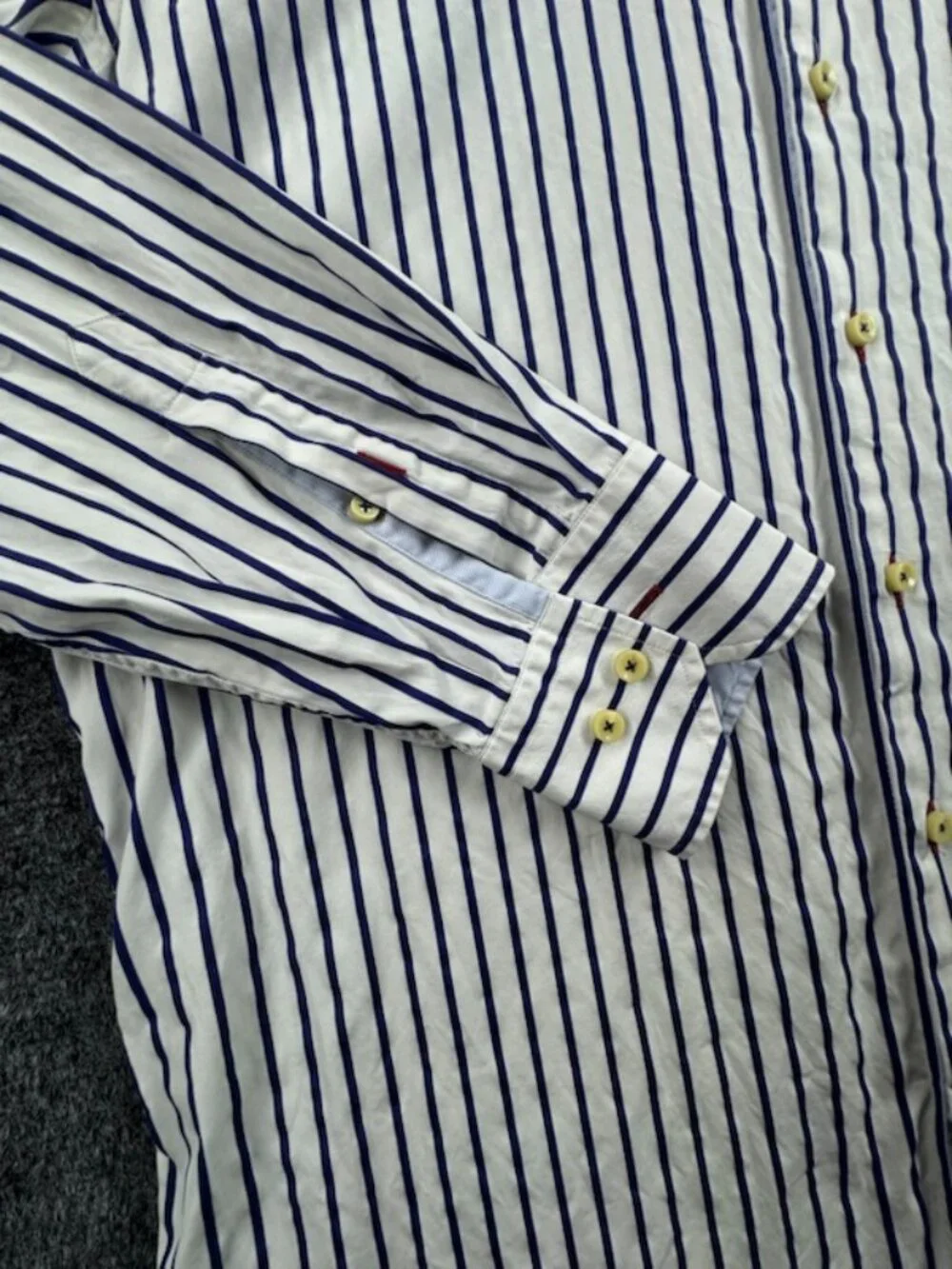 Stenstroms Fitted Body 16.5 Striped Twofold Super Blue White Cotton Shirt Men